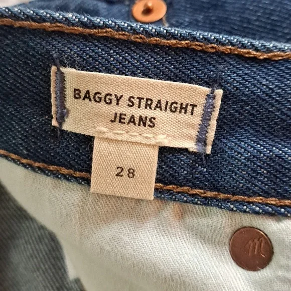 NWOT Madewell Womens Baggy Straight Medium Wash Stretch High Rise‎ Jeans Size 28